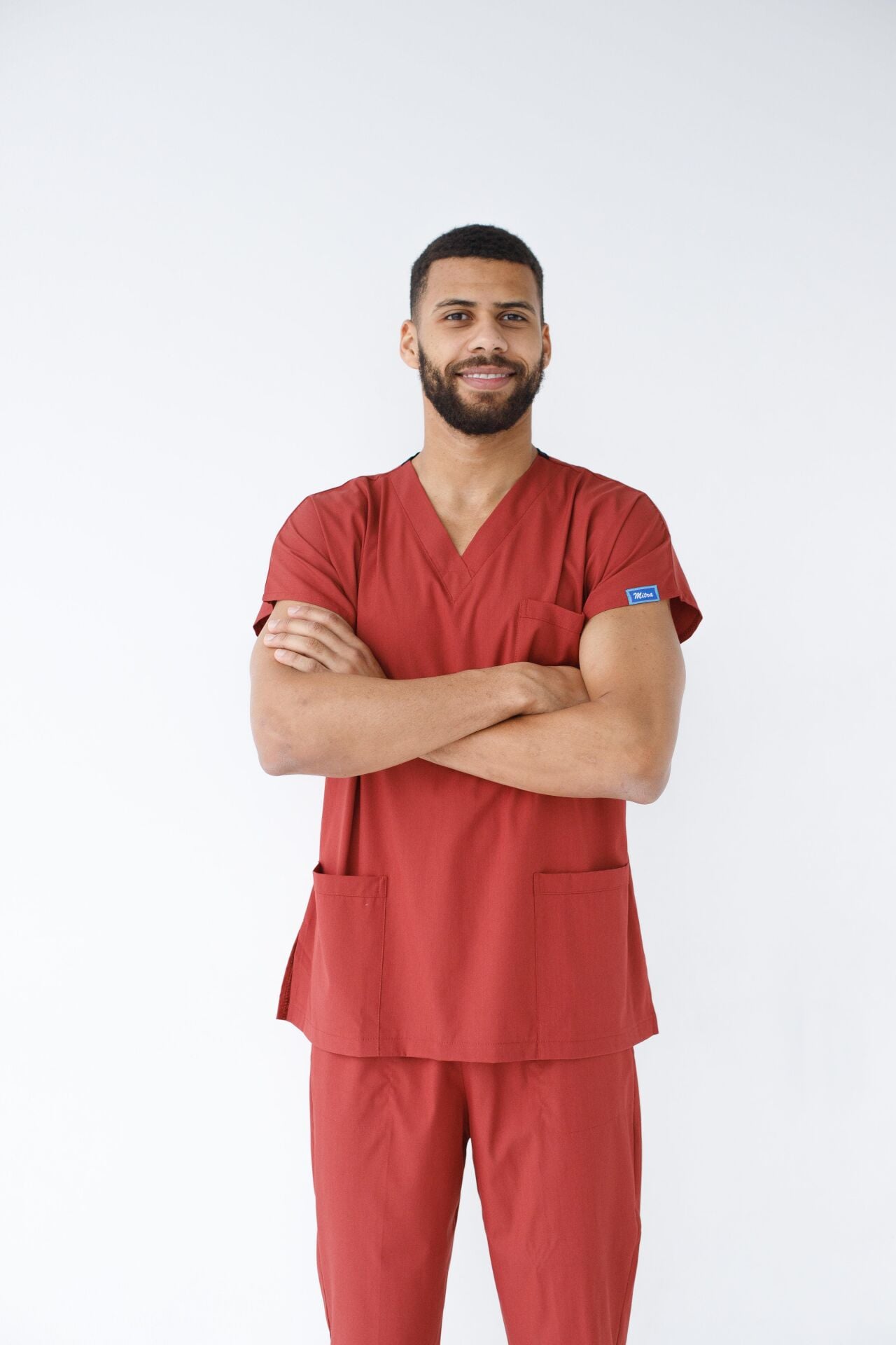 Erkek Likralı Yarasa Kol Hemşire Doktor Takım Kiremit
