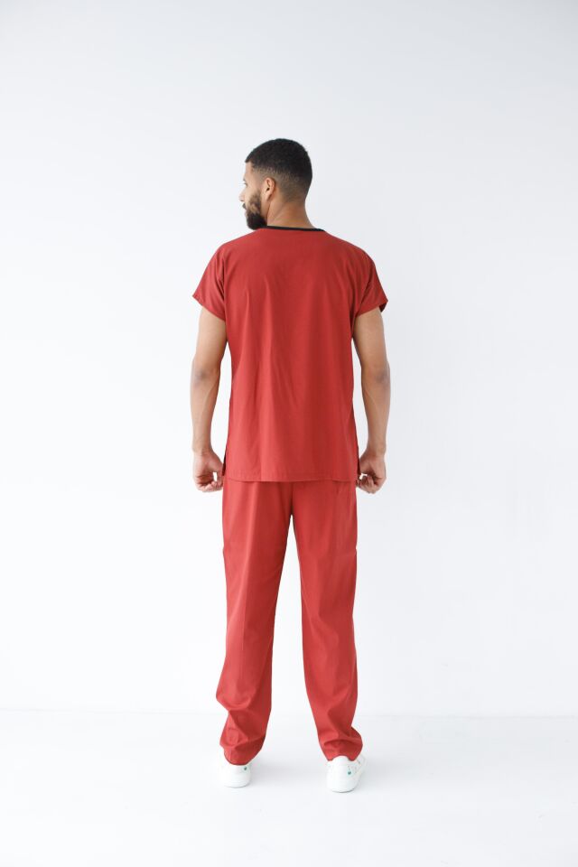 Erkek Likralı Yarasa Kol Hemşire Doktor Takım Kiremit