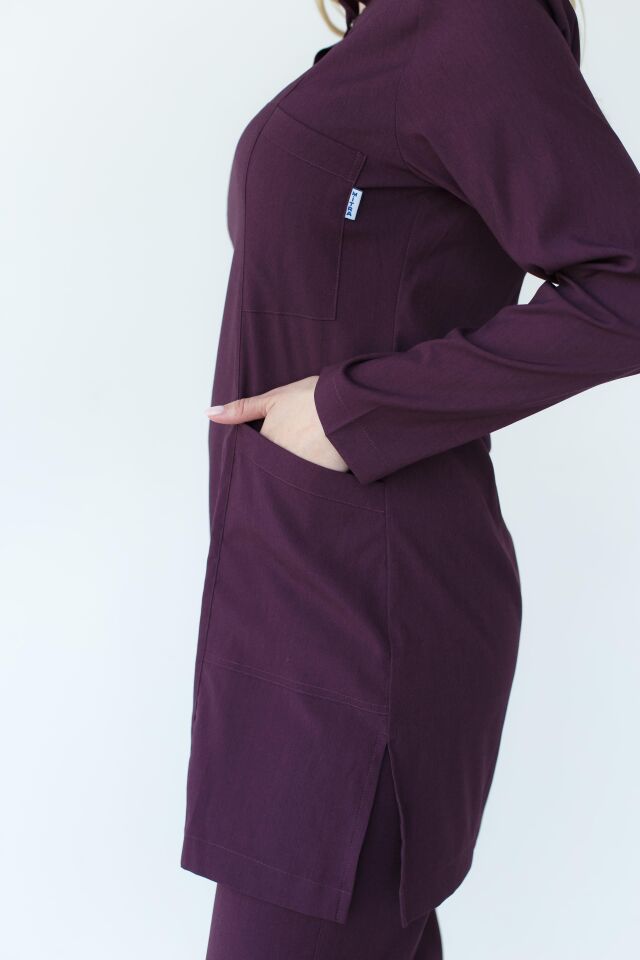 Kadın Likralı Tesettür Cerrahi Hemşire Doktor Takım Mürdüm