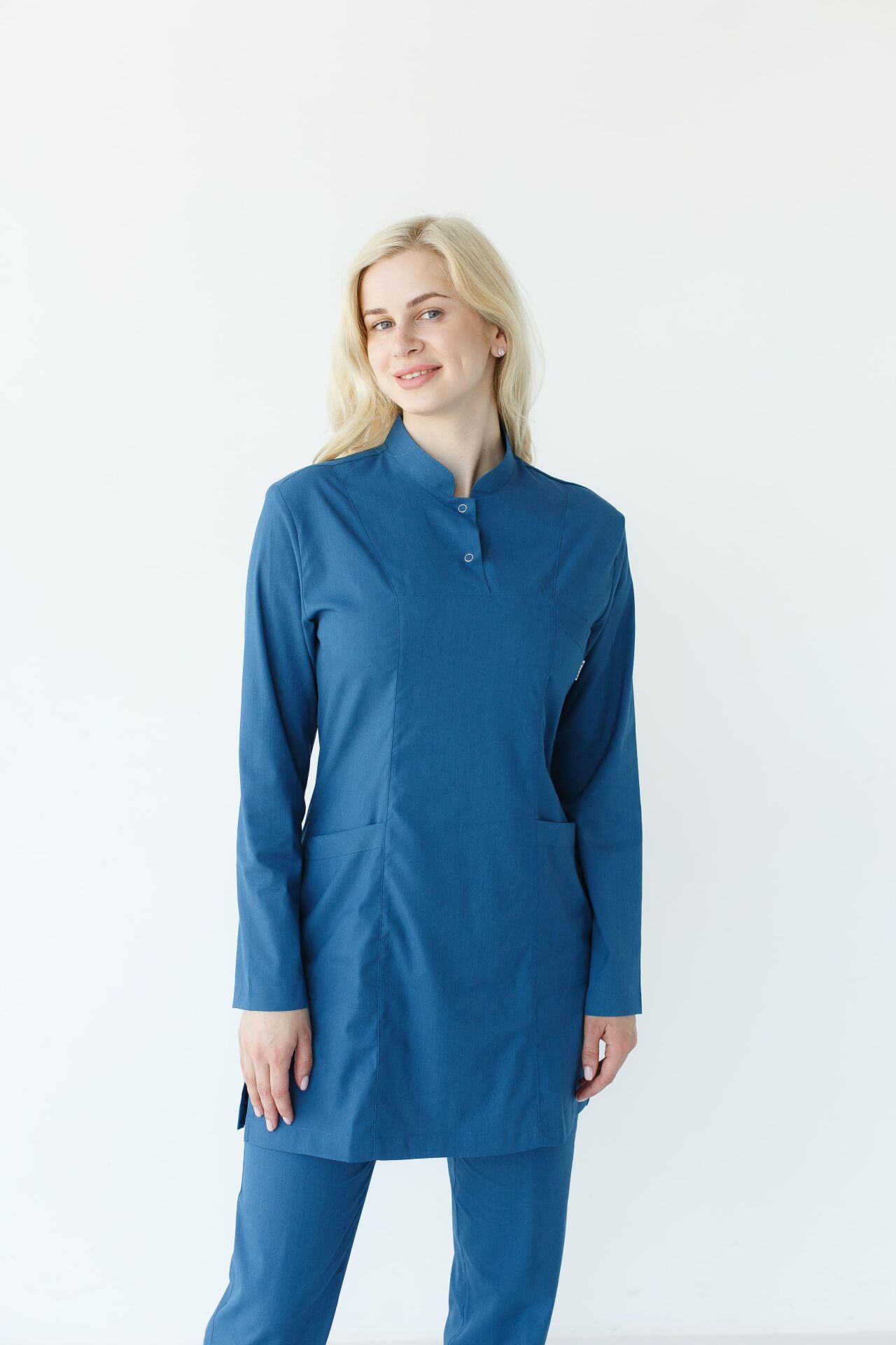 Kadın Likralı Tesettür Cerrahi Hemşire Doktor Takım Petrol Mavisi