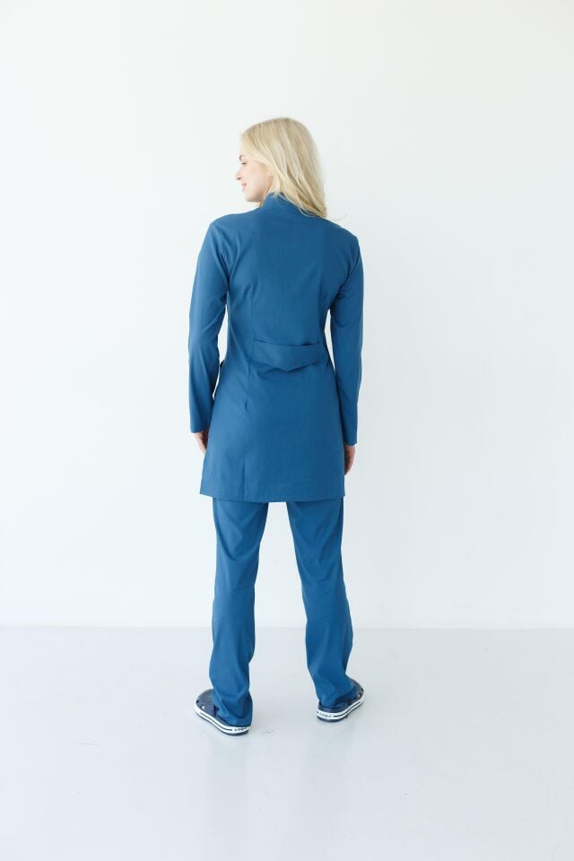 Kadın Likralı Tesettür Cerrahi Hemşire Doktor Takım Petrol Mavisi