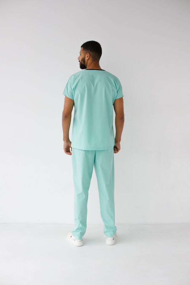 Erkek Likralı Yarasa Kol Hemşire Doktor Takım Mint Yeşili