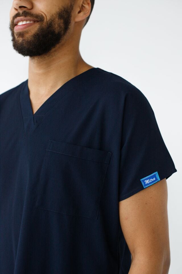 Erkek Likralı Yarasa Kol Hemşire Doktor Takım Lacivert