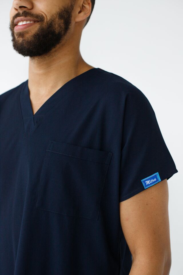 Erkek Likralı Yarasa Kol Hemşire Doktor Takım Lacivert