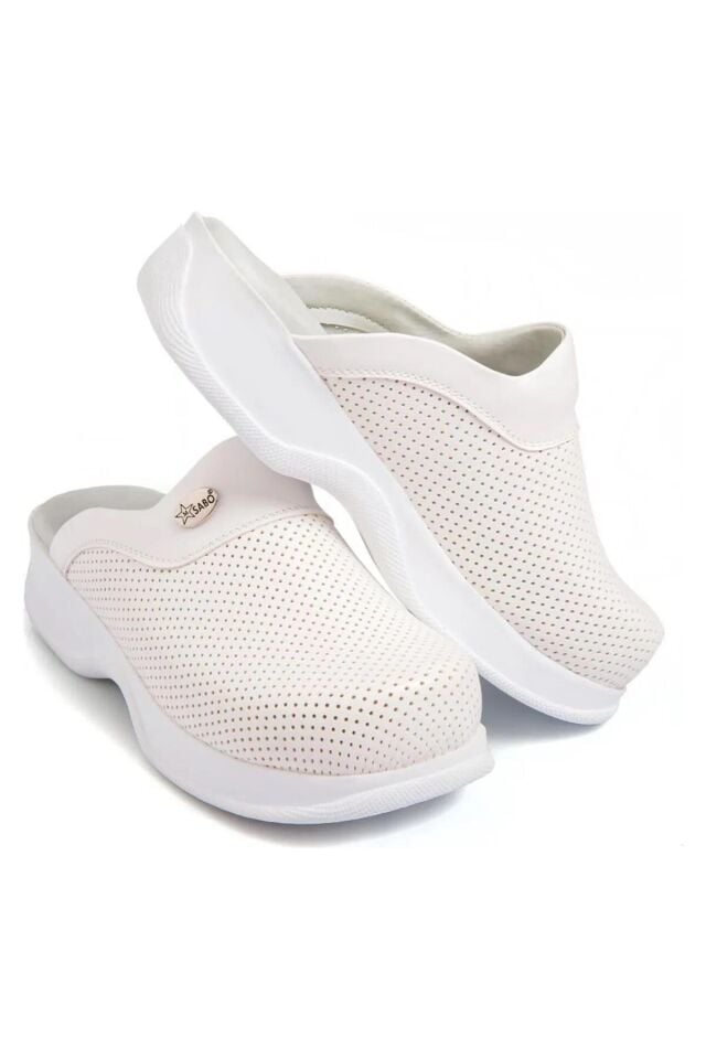 Klasik Taban Doktor Hemşire Hastane Aşçı Terliği 201 Beyaz