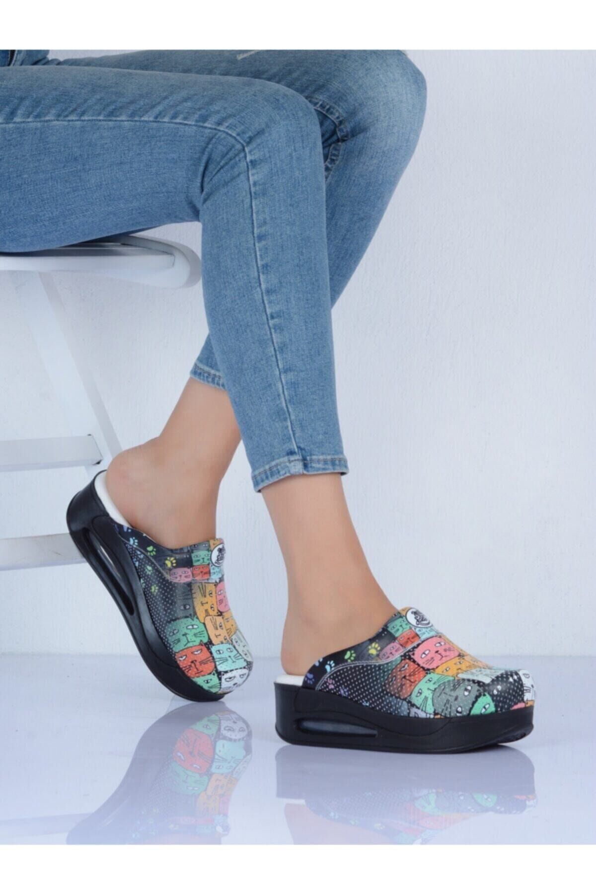 Air Taban Doktor Hemşire Hastane Aşçı Terliği 912 Kedi Desenli