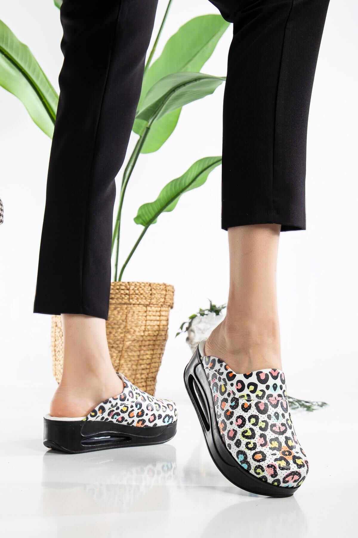 Air Görünümlü Sabo Terlik 472 Leopar Siyah