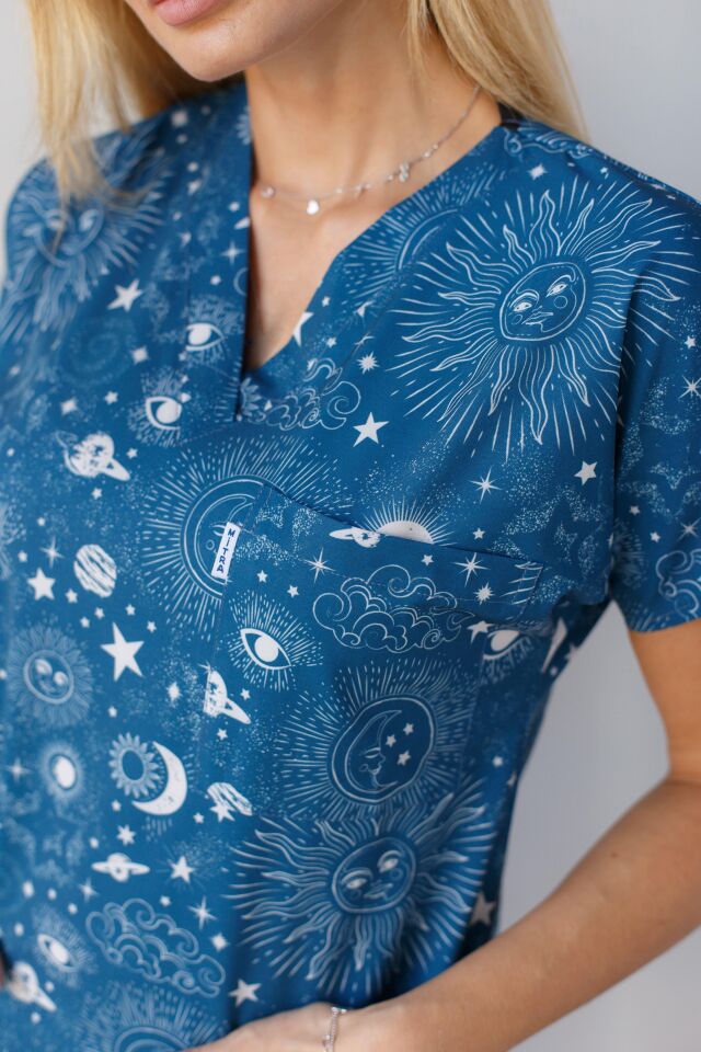 Kadın Likralı Yarasa Kol Hemşire Doktor Takım Gece Desen