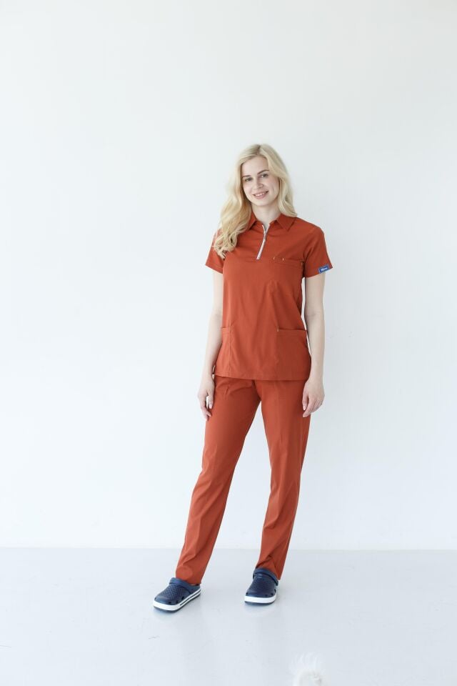 Kadın Fermuarlı  Likralı Cerrahi Hemşire Doktor Takım