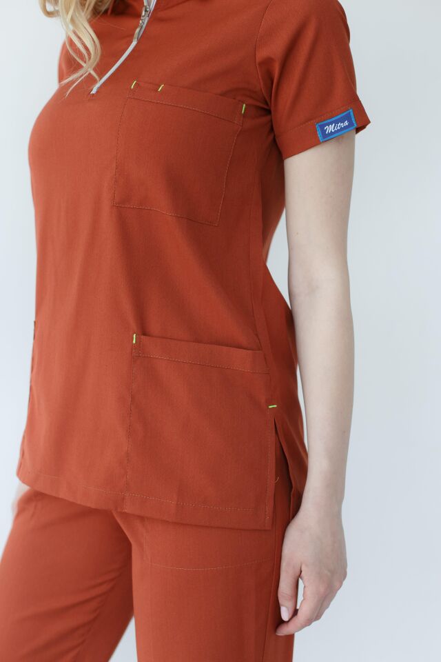 Kadın Fermuarlı  Likralı Cerrahi Hemşire Doktor Takım