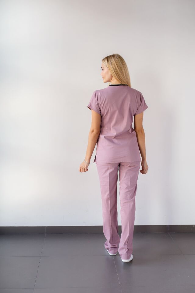 Gül Kurusu Likralı Hemşire Doktor Forması Unisex Cerrahi Takım Scrubs Üniforma