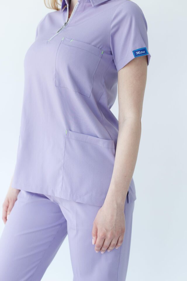 Kadın Fermuarlı  Likralı Cerrahi Hemşire Doktor Takım