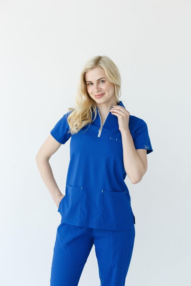 Kadın Fermuarlı  Likralı Cerrahi Hemşire Doktor Takım