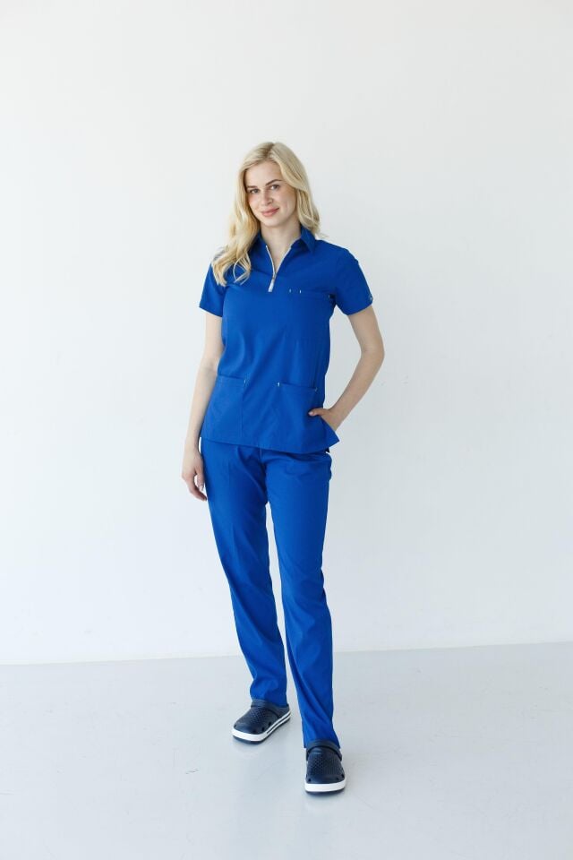 Kadın Fermuarlı  Likralı Cerrahi Hemşire Doktor Takım