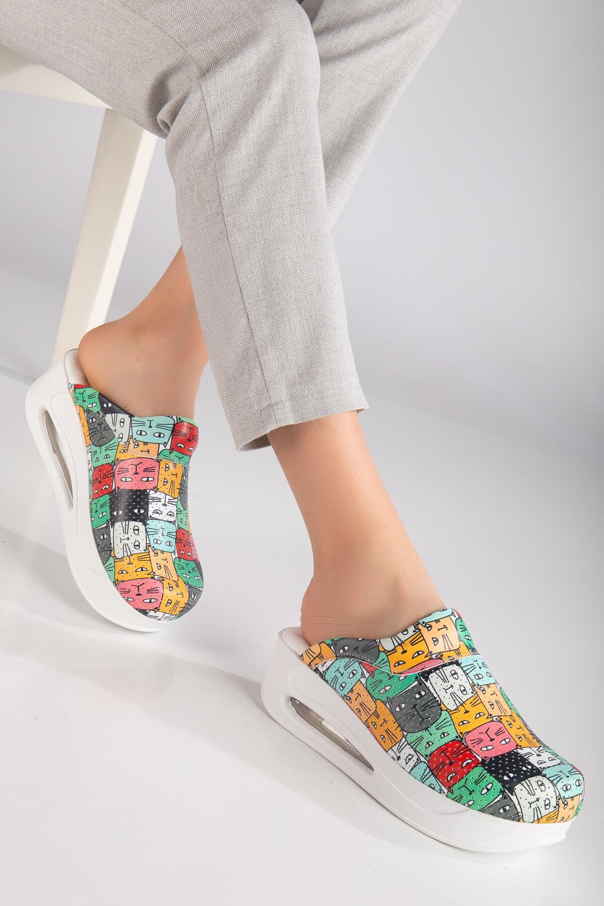 Air Taban Doktor Hemşire Hastane Aşçı Terliği 919 Kedi Desen