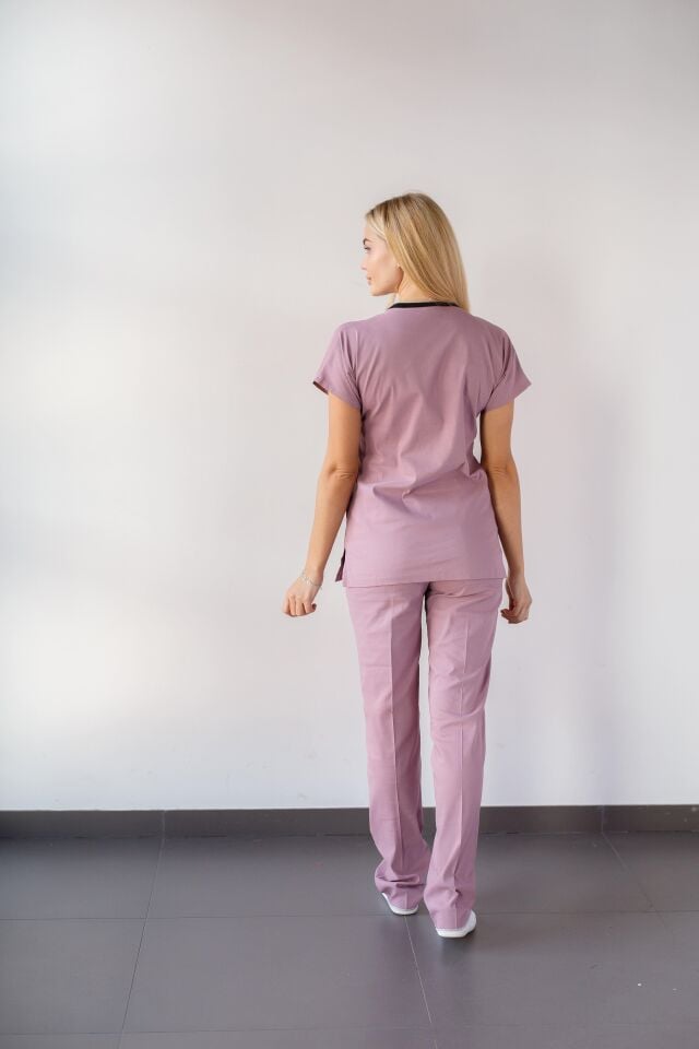 Kadın Likralı Yarasa Kol Hemşire Doktor Takım Gül Kurusu