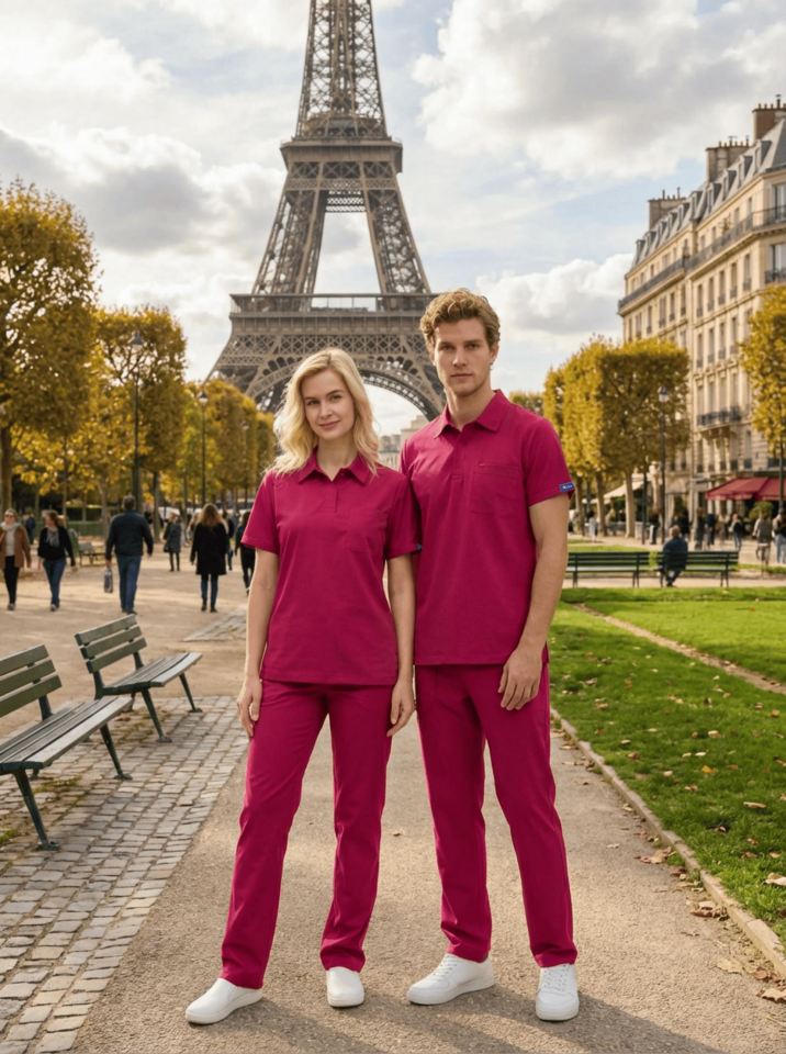 Kadın Paris Model Vişne Likralı Cerrahi Hemşire Doktor Hastane Takımı