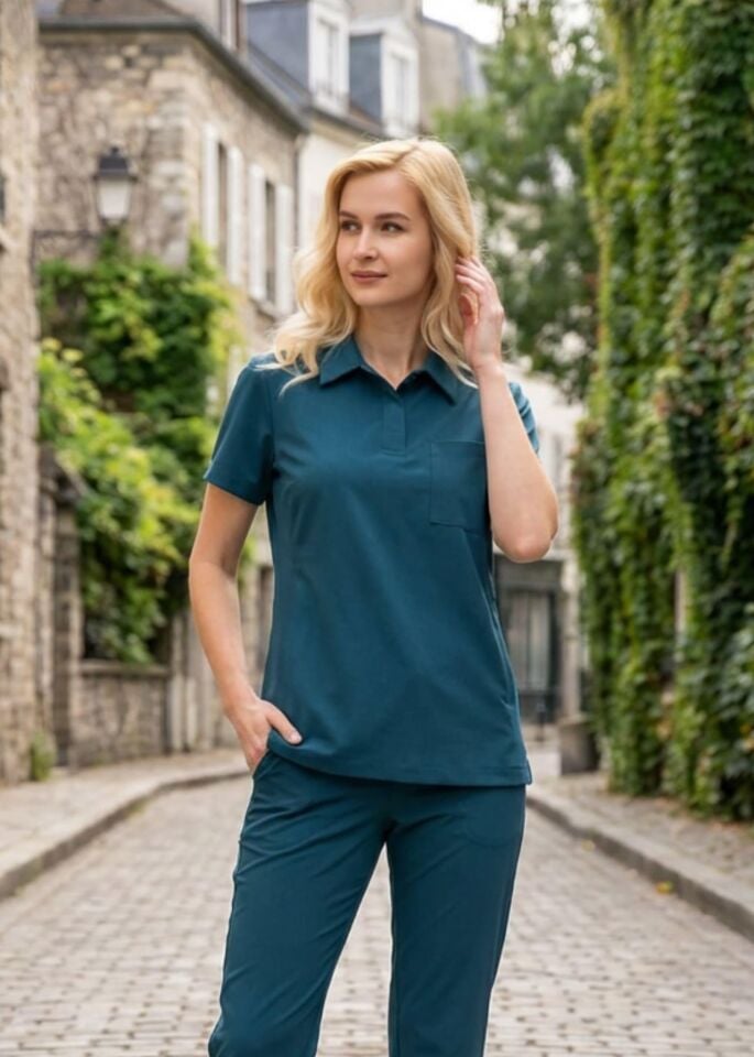 Kadın Paris Model Petrol Yeşili Likralı Cerrahi Hemşire Doktor Hastane Takımı