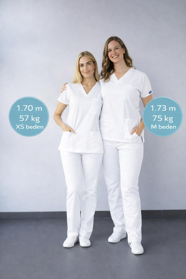Beyaz  Likralı Hemşire Doktor Forması Unisex Cerrahi Takım Scrubs Üniforma