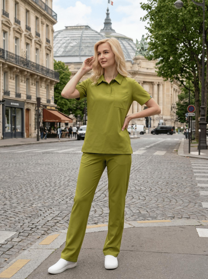 Kadın Paris Model Ceviz Yeşili Likralı Cerrahi Hemşire Doktor Hastane Takımı