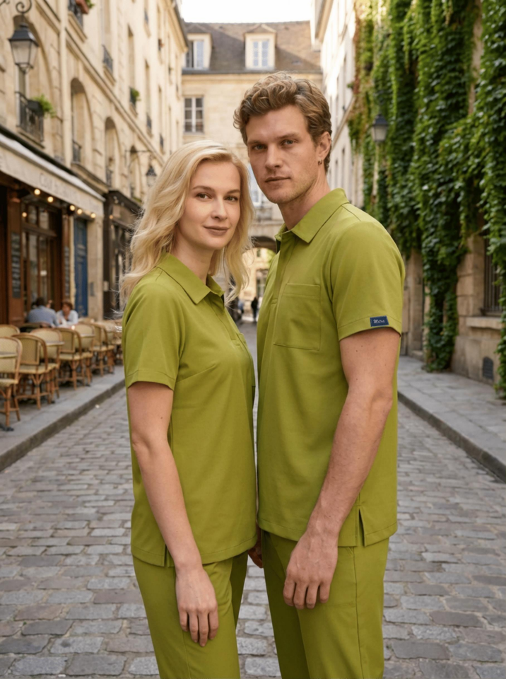 Kadın Paris Model Ceviz Yeşili Likralı Cerrahi Hemşire Doktor Hastane Takımı