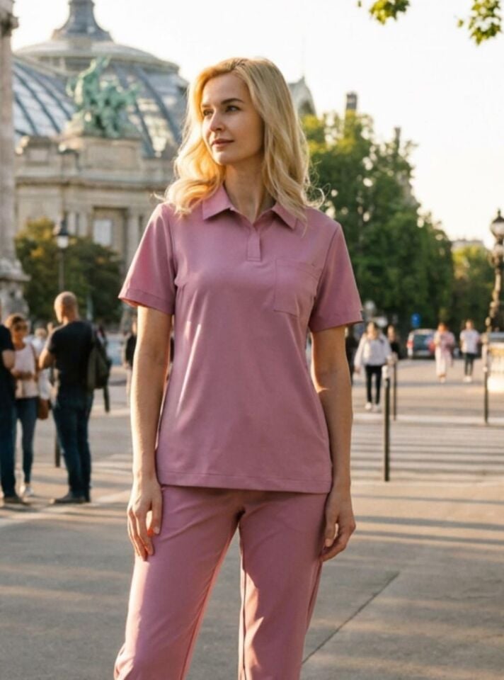 Kadın Paris Model Gül Kurusu Likralı Cerrahi Hemşire Doktor Hastane Takımı