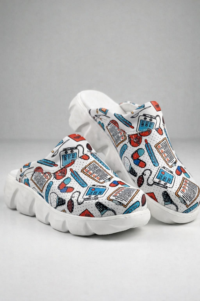 Sabo Terlik Ultra Hafif Hemşire Doktor Medikal Günlük Beyaz Tansiyon Flora 7013