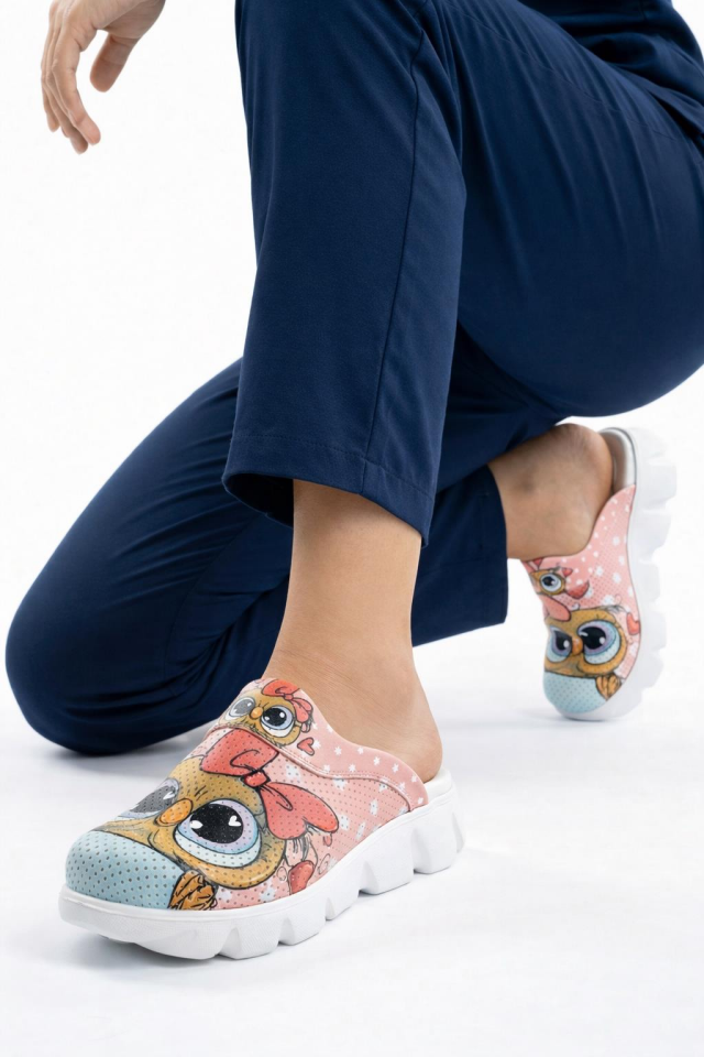 Sabo Terlik Ultra Hafif Hemşire Doktor Medikal Günlük Baykuş Flora 7026