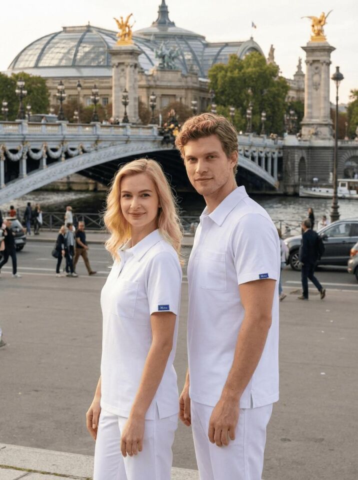 Kadın Paris Model Beyaz Likralı Cerrahi Hemşire Doktor Hastane Tek Üst