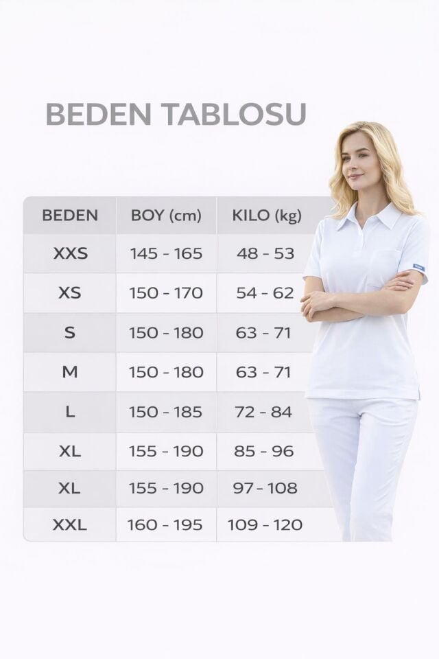 Kadın Paris Model Beyaz Likralı Cerrahi Hemşire Doktor Hastane Tek Üst