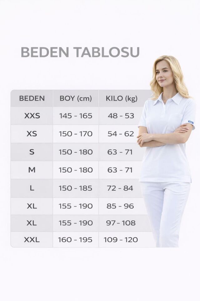 Kadın Paris Model Beyaz Likralı Cerrahi Hemşire Doktor Hastane Tek Üst