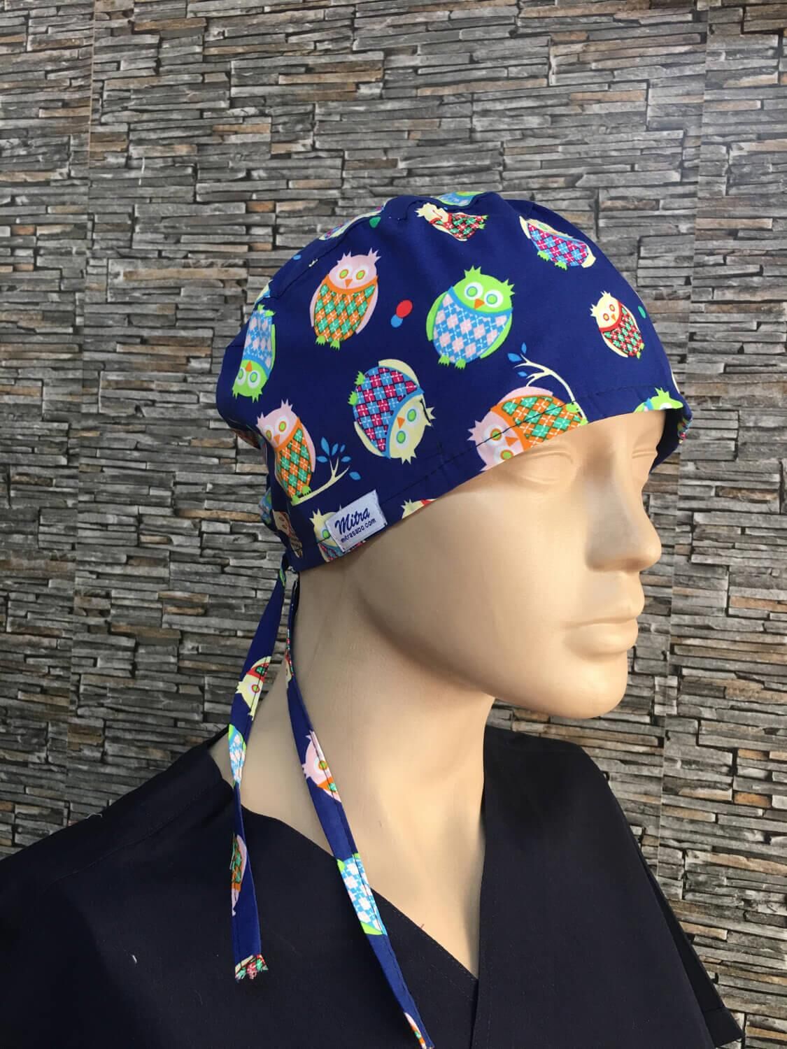 Baykuş Desenli Lacivert Bone