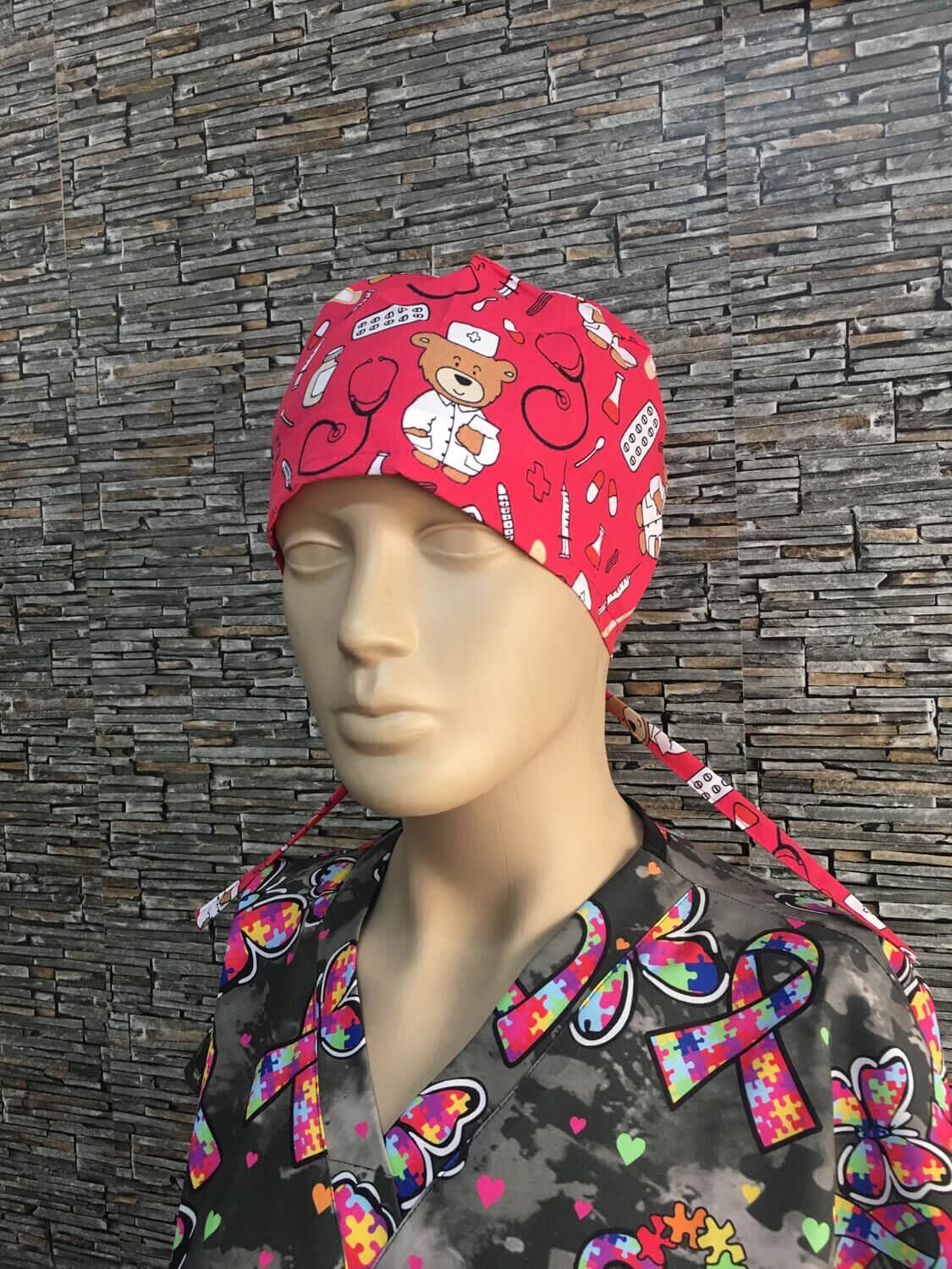 Ayıcık Desenli Fuşya Bone