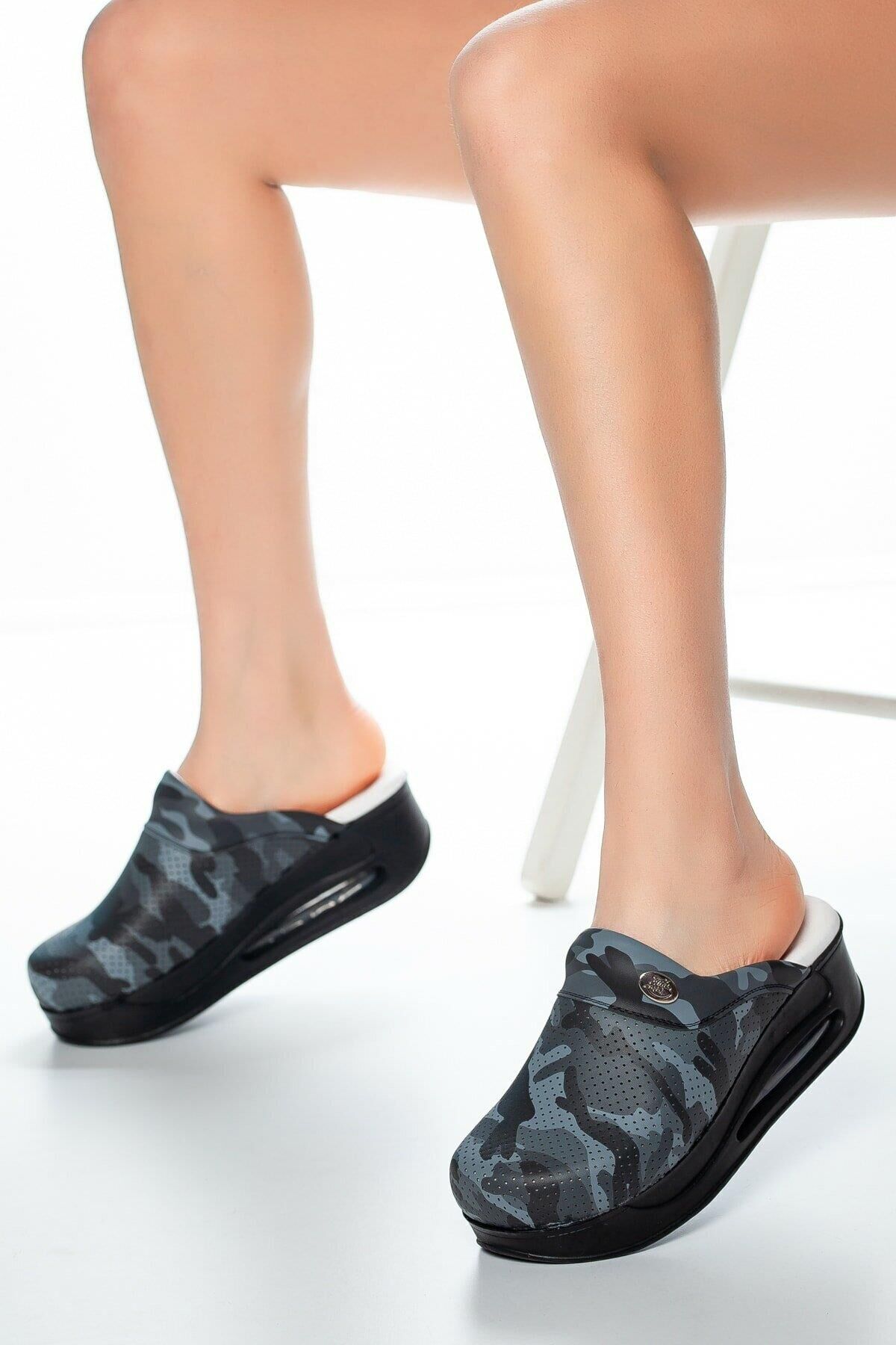 Air Taban Doktor Hemşire Hastane Aşçı Terliği Desenli 961 Beyaz