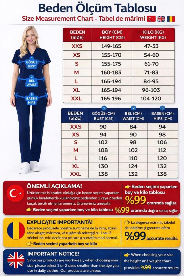 Üst Gül Kurusu Alt Siyah Likralı Hemşire Doktor Forması Unisex Cerrahi Takım Mitra Set Scrubs Üniforma