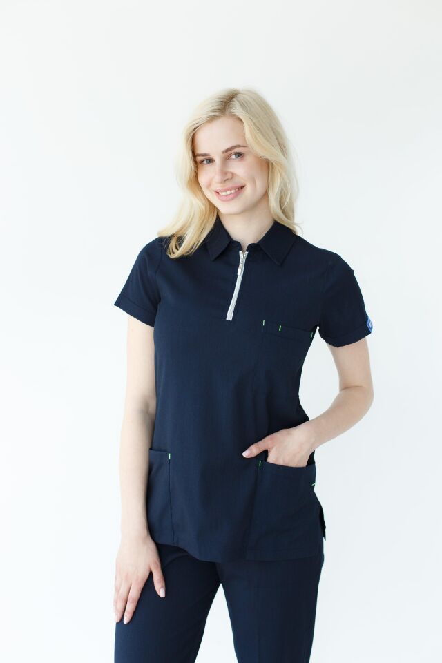 Kadın Fermuarlı  Likralı Cerrahi Hemşire Doktor Takım