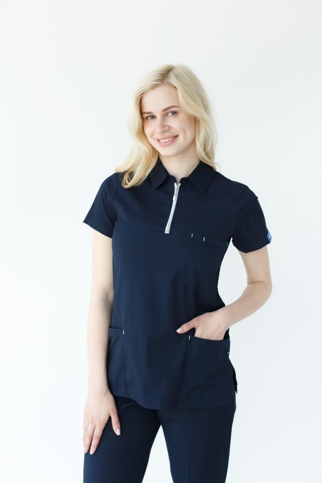 Kadın Fermuarlı  Likralı Cerrahi Hemşire Doktor Takım