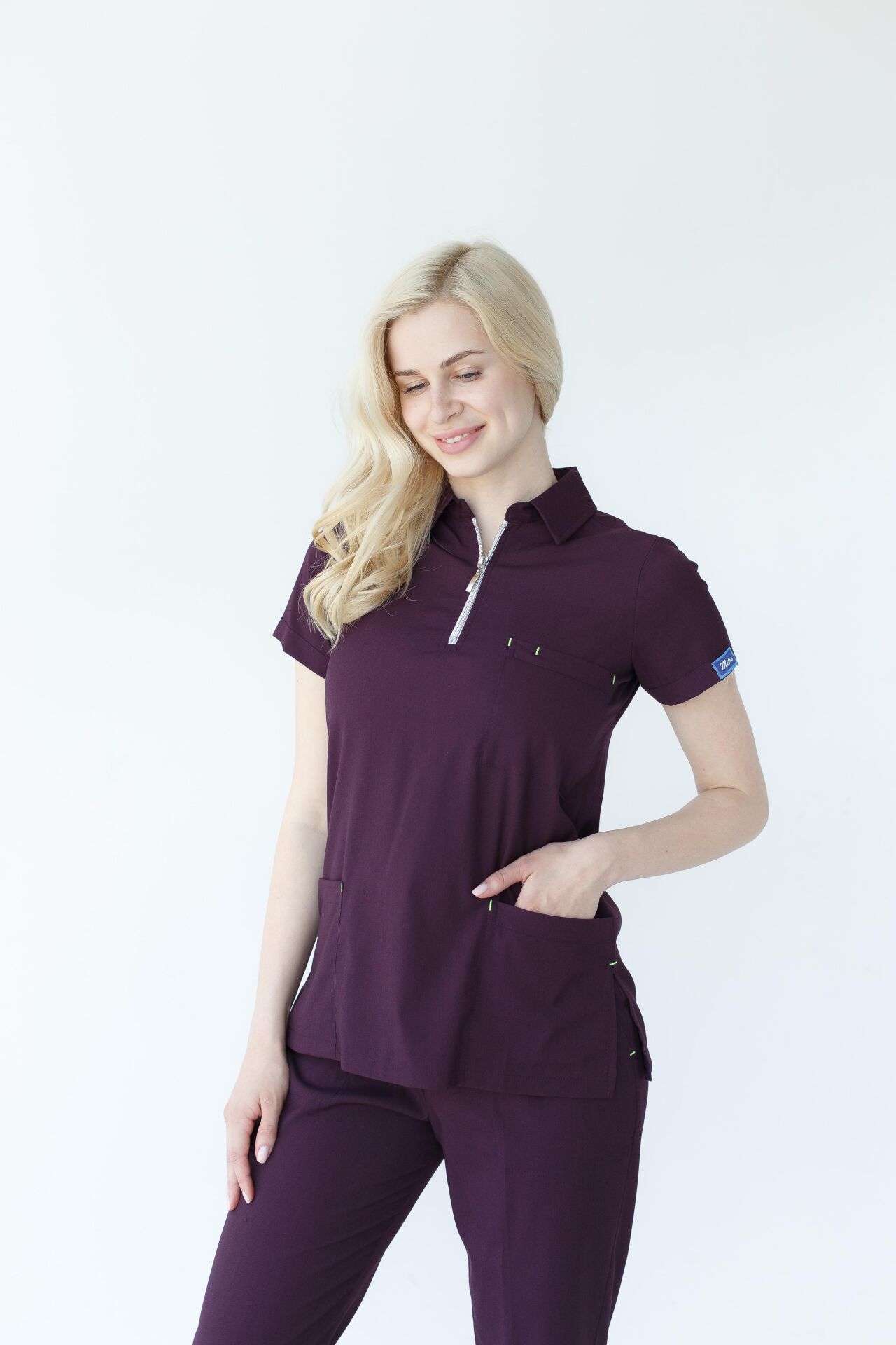 Kadın Fermuarlı  Likralı Cerrahi Hemşire Doktor Takım