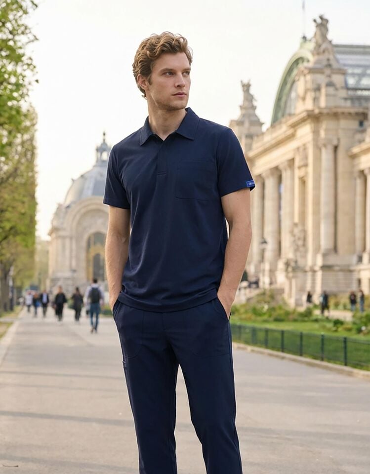 Erkek Paris Model Lacivert Likralı Cerrahi Hemşire Doktor Hastane Takımı