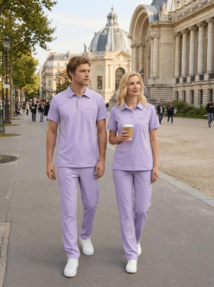 Erkek Paris Model Lila Likralı Cerrahi Hemşire Doktor Hastane Takımı