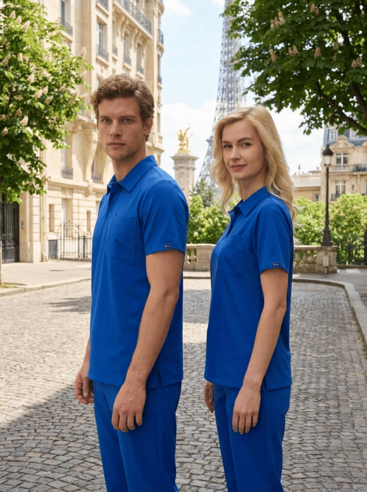 Erkek Paris Model Saks Mavi Likralı Cerrahi Hemşire Doktor Hastane Takımı