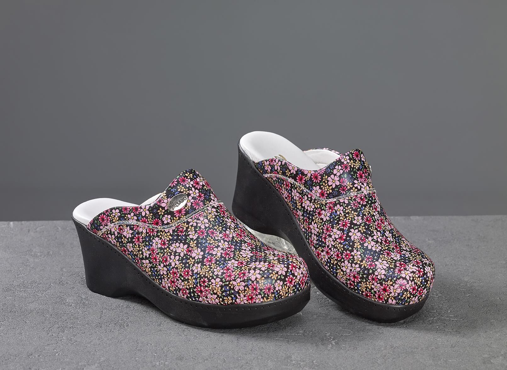 Dolgu Topuklu Kadın Sabo Terlik 759 Çiçek Desenli