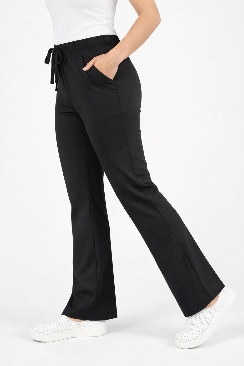 Likralı Siyah İspanyol Paça Tek Alt Pantolon – Hemşire Doktor Forması