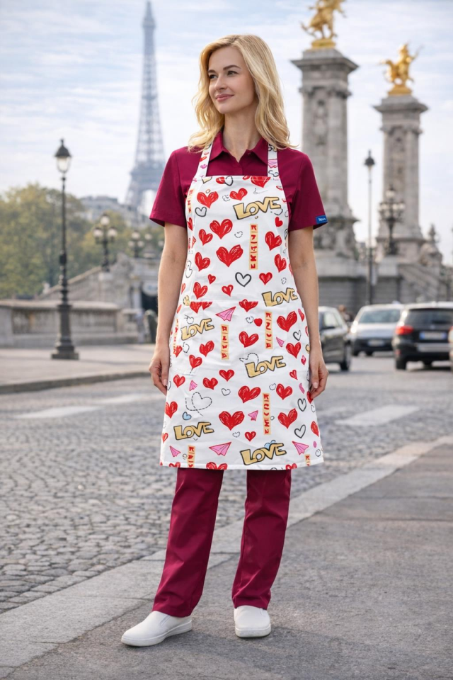 Mutfak Önlüğü – Kalp Sevgi Temalı, Suya Dayanıklı, 2 Geniş Cepli Renkli Önlük
