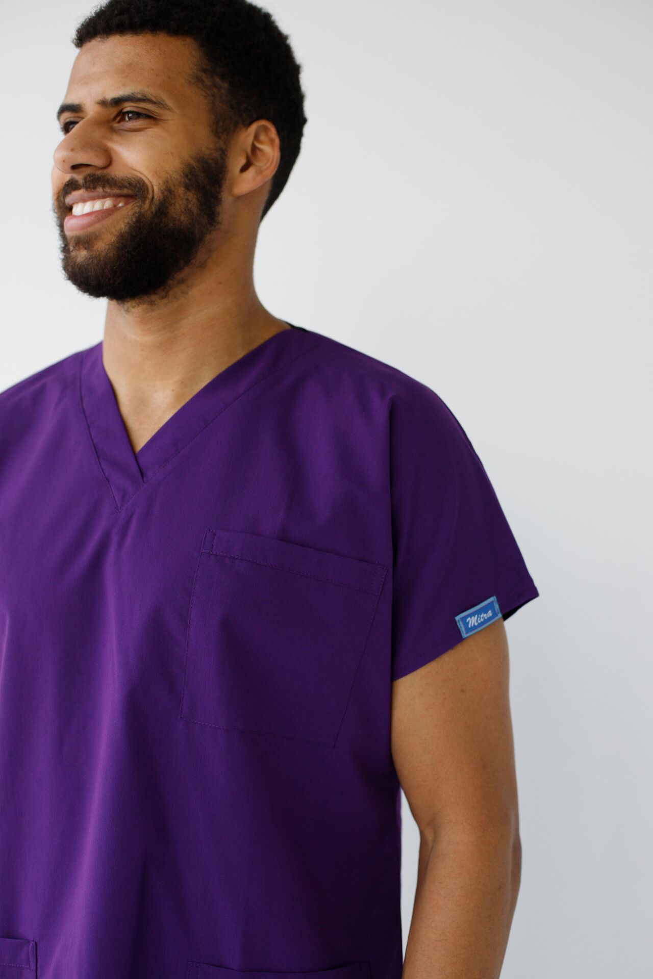 Erkek Likralı Yarasa Kol Hemşire Doktor Takım Koyu Mor