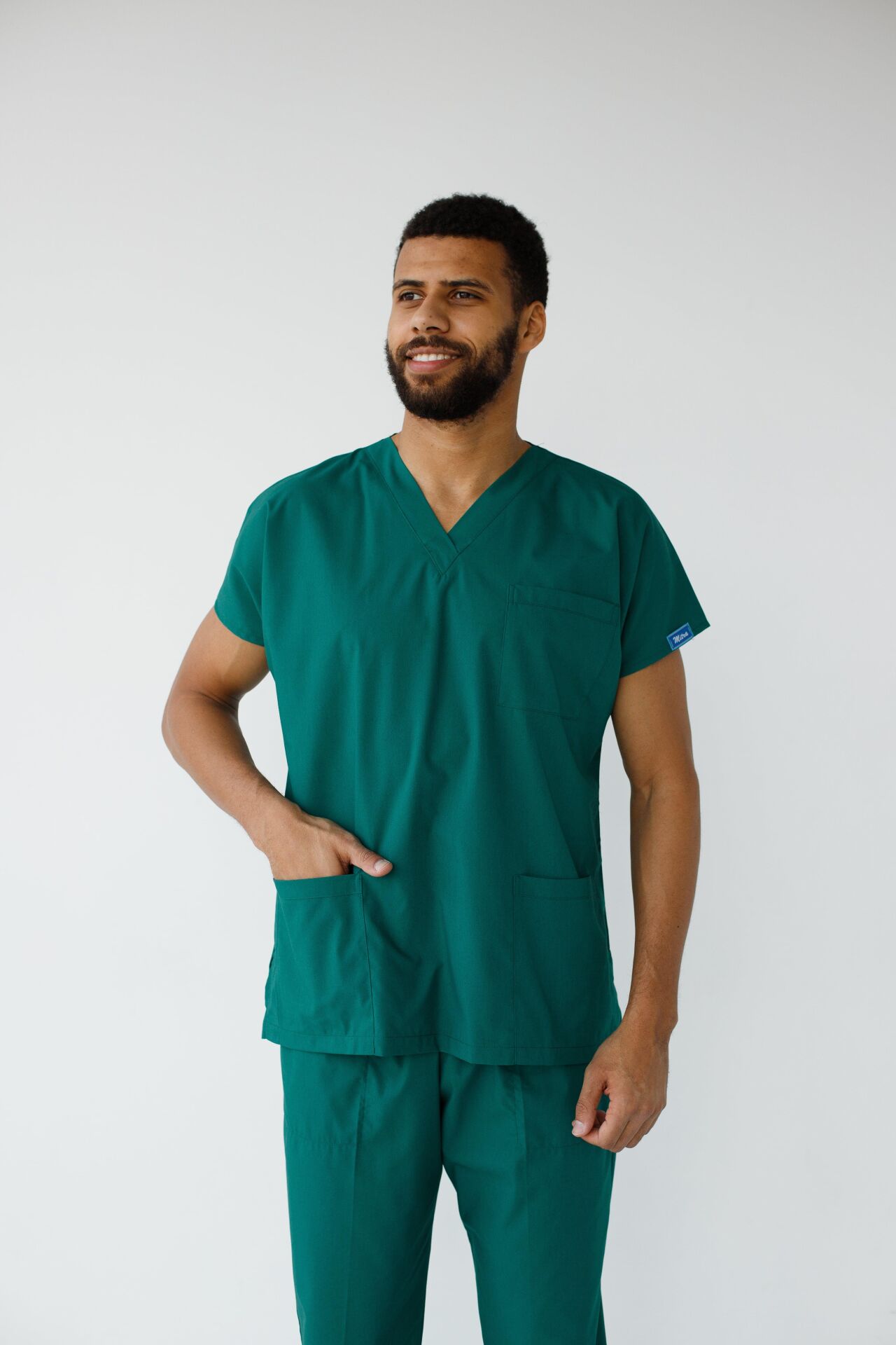 Erkek Likralı Yarasa Kol Hemşire Doktor Takım Ameliyathane Yeşili