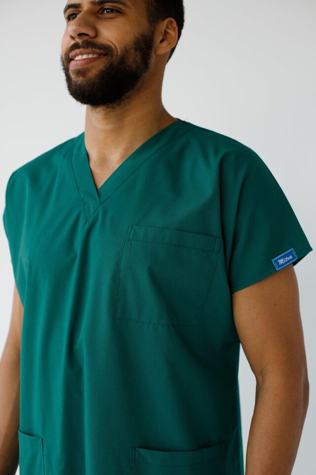 Erkek Likralı Yarasa Kol Hemşire Doktor Takım Ameliyathane Yeşili