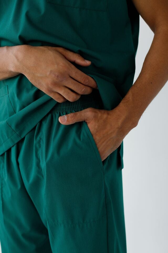 Erkek Likralı Yarasa Kol Hemşire Doktor Takım Ameliyathane Yeşili