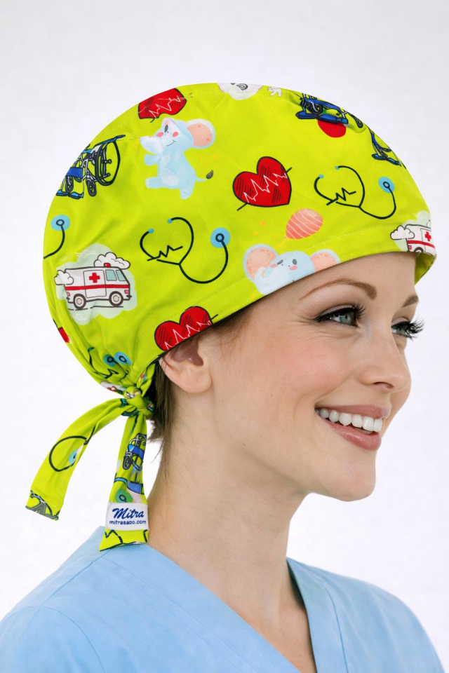 Cerrahi Bone Medikal Doktor Hemşire Hastane Bonesi Unisex - Fosforlu Yeşil Acil