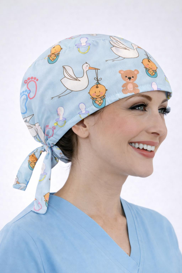 Cerrahi Bone Medikal Doktor Hemşire Hastane Bonesi Unisex -Ebe Desen